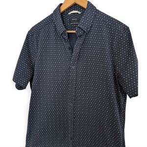 RW & Co Men's Short Sleeve Button Down Cotton Shirt Size Large Slim Fit